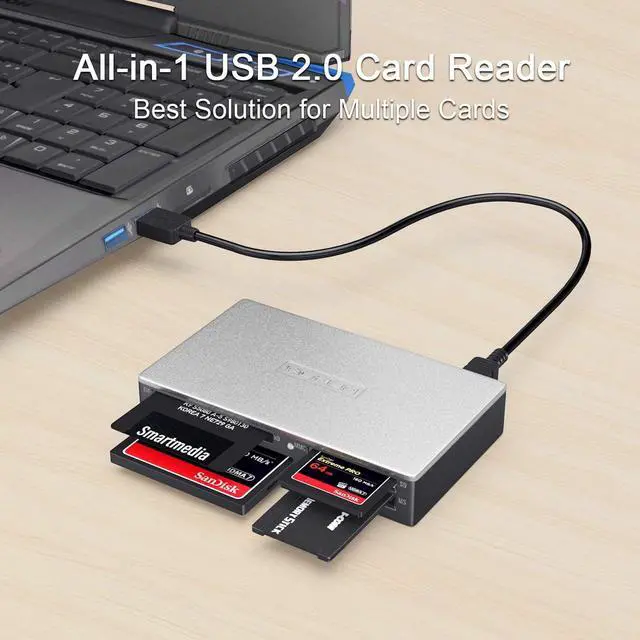 Alt view image 2 of 7 - SmartMedia Card Reader Writer All-in-1 USB Universal Multi Card Adapter Slim Hub Read Smart Media xD SD SDHC SDXC UHS-I MMC MS Pro Duo CF MD Camera Flash Memory Cards For Windows Mac Linux