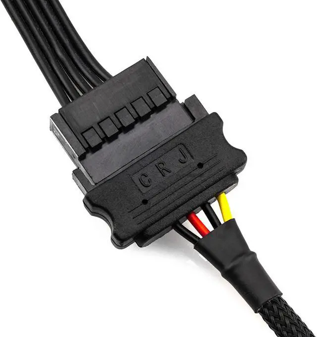 Alt view image 4 of 5 - CRJ SATA Power Extension Cable with High Density Black Sleeving 24