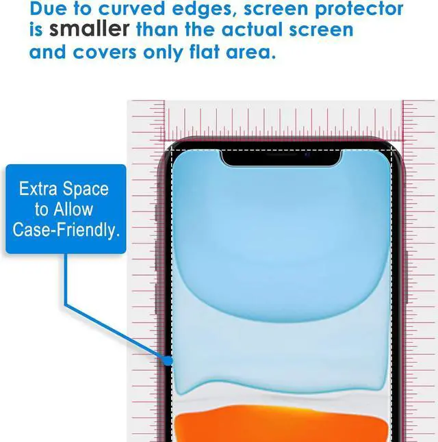 Alt view image 4 of 6 - JETech Screen Protector for iPhone 11 and iPhone XR 6.1-Inch, Case Friendly, Tempered Glass Film, 2-Pack