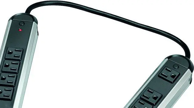 Alt view image 3 of 3 - Fellowes 10-Outlet Metal Split Surge Protector, 6 Foot Cord, 1,250 Joules (99082),Black And Silver