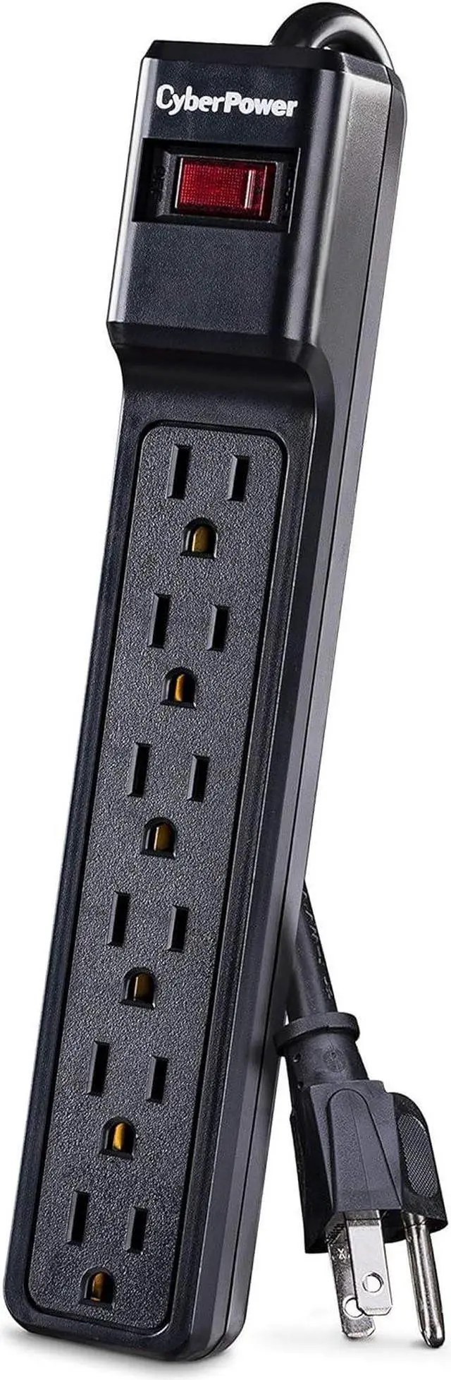 Alt view image 7 of 7 - CyberPower CSB6012 Essential Surge Protector, 1200J/125V, 6 Outlets, 12ft Power Cord, Black