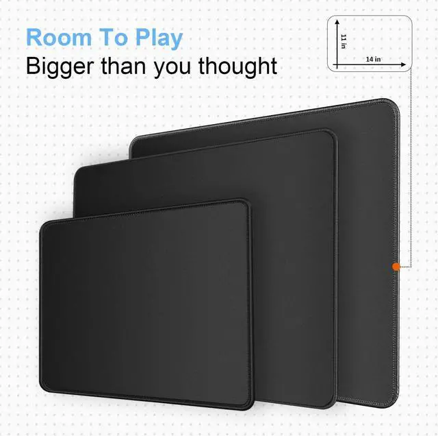 Alt view image 6 of 6 - Large Gaming Mouse Pad [50% Larger] with Non-Slip Rubber Base Premium-Textured & Waterproof Mousepad with Stitched Edges Mouse Pads for Computers Gamer Office & Home 14 x 11in Black