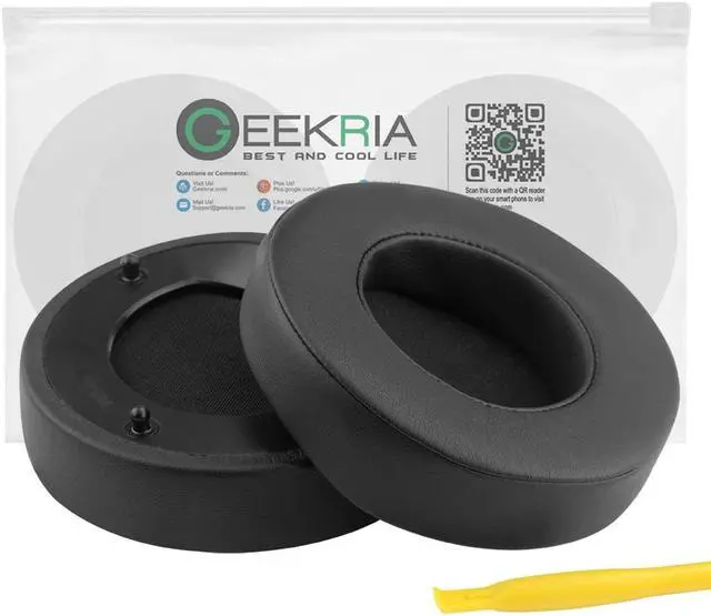 Alt view image 8 of 8 - Geekria QuickFit Protein Leather Replacement Ear Pads for Razer Man O' War 7.1 Wireless / Wired, Destiny 2 / Overwatch Tournament Edition Gaming Headphones Earpads, Headset Ear Cushion (Black)