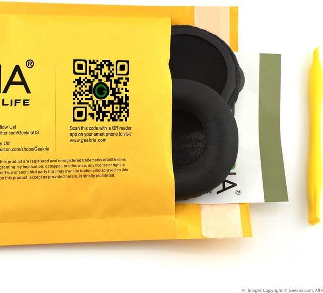 Alt view image 14 of 16 - Geekria QuickFit Protein Leather Replacement Ear Pads for Monster DNA On-Ear Headphones Earpads, Headset Ear Cushion Repair Parts (Black)