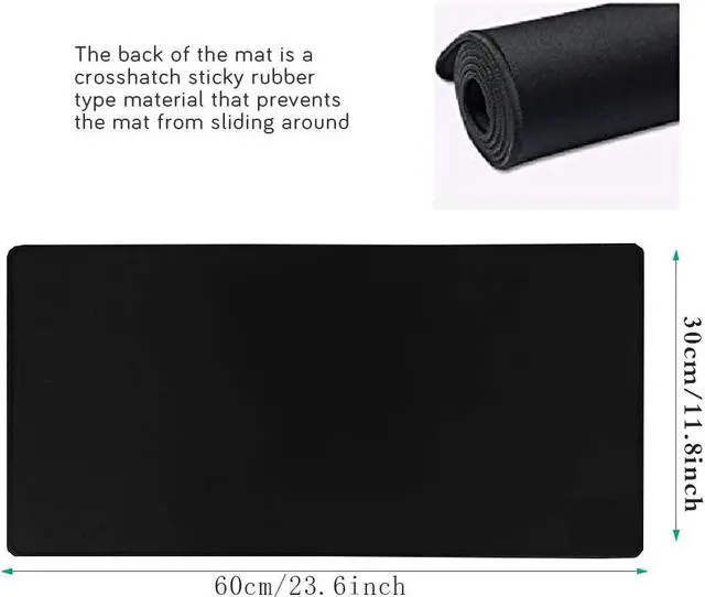 Alt view image 2 of 7 - Gaming Mouse Mat/Mouse Pad 23.6x11.8x0.12Inch | XXL Mouse pad | Table mat/Large Size | Improved Precision and Speed | Rubber Base for Stable Grip on Smooth Surfaces Non-Slip (60x30Black004)