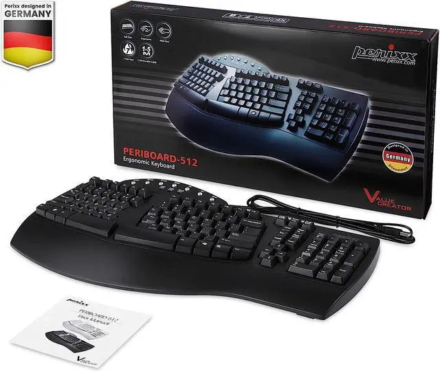 Alt view image 6 of 7 - Perixx Periboard-512 Ergonomic Split Keyboard - Natural Ergonomic Design - Black - Bulky Size 19.09"x9.29"x1.73", US English Layout