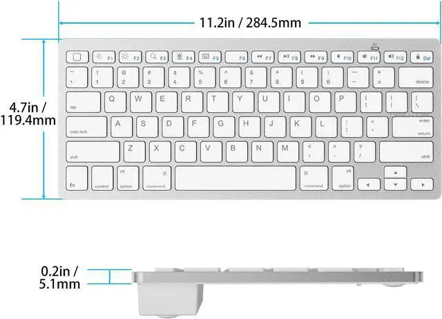 Alt view image 5 of 7 - OMOTON Ultra-Slim Bluetooth Keyboard for iPad 10.2(10th/ 9th/ 8th Generation)/ 9.7, iPad Air 5th / 4th Generation, iPad Pro 11/12.9, iPad Mini, and More Bluetooth Enabled Devices, White