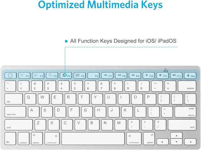 Alt view image 3 of 7 - OMOTON Ultra-Slim Bluetooth Keyboard for iPad 10.2(10th/ 9th/ 8th Generation)/ 9.7, iPad Air 5th / 4th Generation, iPad Pro 11/12.9, iPad Mini, and More Bluetooth Enabled Devices, White