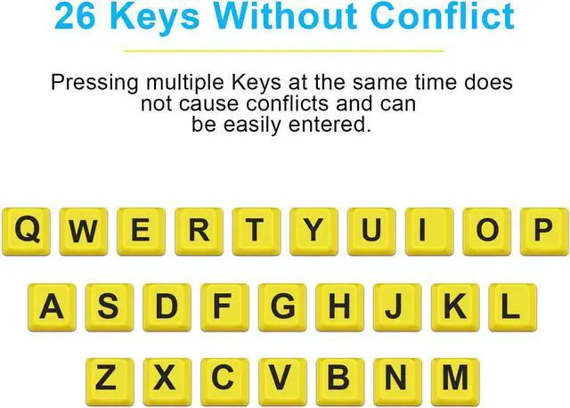 Alt view image 6 of 7 - Large Print Computer Keyboard, Wired USB High Contrast Keyboard with Oversized Print Letters for Visually Impaired Low Vision Individuals (Yellow+Black)