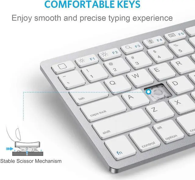 Alt view image 4 of 7 - OMOTON Ultra-Slim Bluetooth Keyboard for iPad 10.2(10th/ 9th/ 8th Generation)/ 9.7, iPad Air 5th / 4th Generation, iPad Pro 11/12.9, iPad Mini, and More Bluetooth Enabled Devices, White