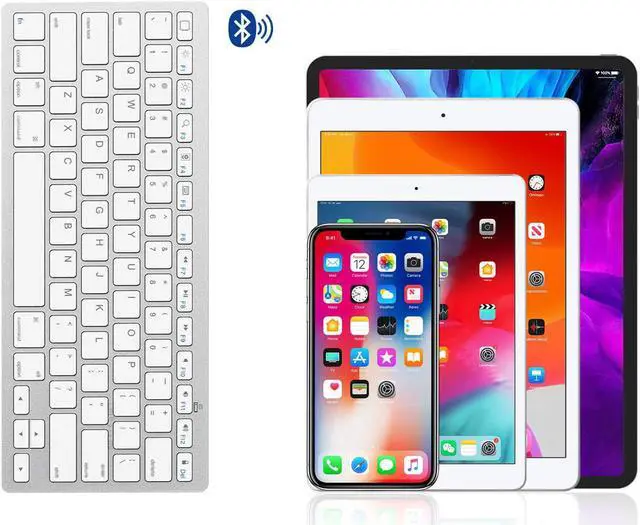 Alt view image 6 of 7 - OMOTON Ultra-Slim Bluetooth Keyboard for iPad 10.2(10th/ 9th/ 8th Generation)/ 9.7, iPad Air 5th / 4th Generation, iPad Pro 11/12.9, iPad Mini, and More Bluetooth Enabled Devices, White