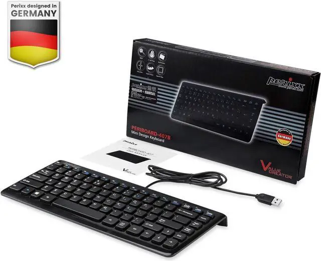 Alt view image 7 of 14 - Perixx PERIBOARD-407B US, Wired USB Mini Keyboard with 11 Hot Keys - Glossy Black - US English Layout