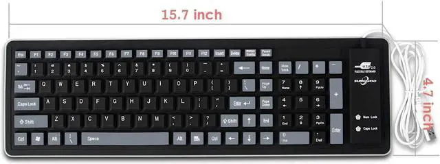 Alt view image 5 of 7 - Sungwoo Foldable Silicone Keyboard USB Wired Waterproof Rollup Keyboard for PC Notebook Laptop (Black+Grey)