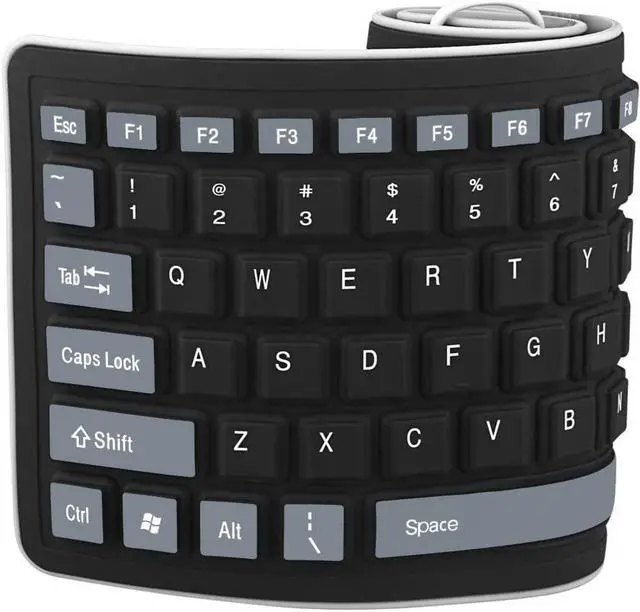 Alt view image 3 of 7 - Sungwoo Foldable Silicone Keyboard USB Wired Waterproof Rollup Keyboard for PC Notebook Laptop (Black+Grey)