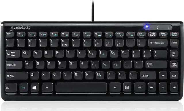 Main image of Perixx PERIBOARD-407B US, Wired USB Mini Keyboard with 11 Hot Keys - Glossy Black - US English Layout