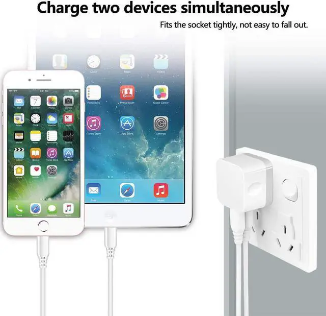 Alt view image 2 of 7 - Dual USB Wall Charger 2Pack 2.4A Double USB Wall Plug iPhone Fast Charger Block Box Brick Adapter for iPhone 16 15 14 13 12 Pro Max XS X 8 Plus  Galaxy S25 S24 S23 A16 A15 A53 A73 S22 Note20