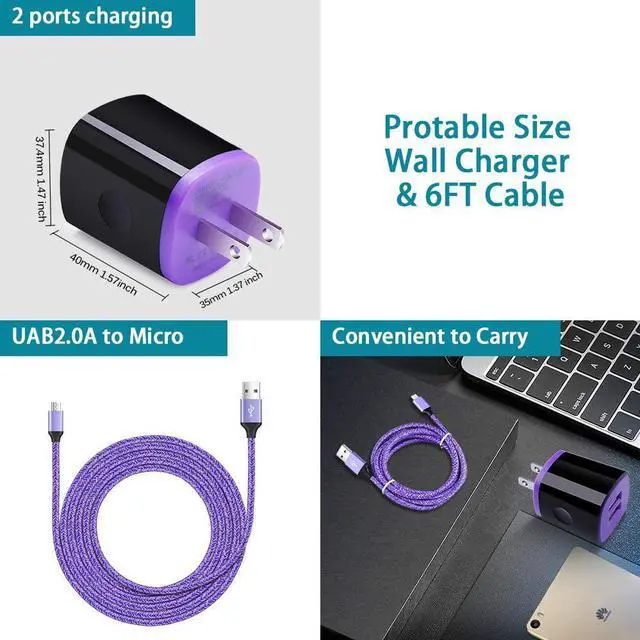 Alt view image 7 of 7 - Android Wall Charger Fast Charging Cable Micro USB Cord Compatible for LG Stylo 3 Plus/2 V, K50 S/K40 S/K30/K20 V/K10/K9/K8/K7/K4, V10/Q6/G4/G3/Q60/W30/W10, Stylus 3/2 Plus, G Vista 2