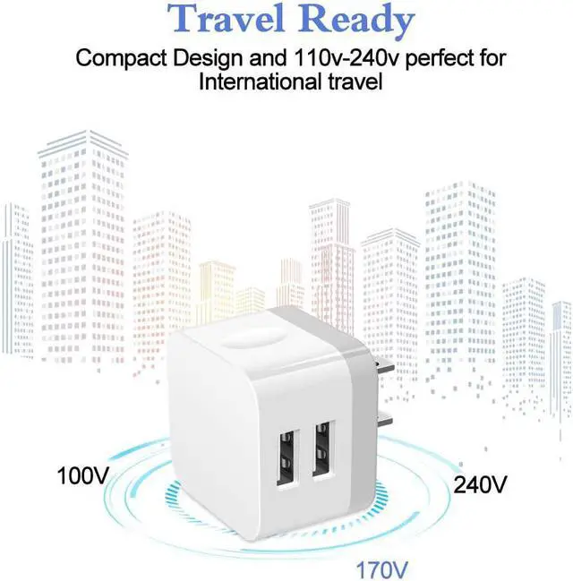 Alt view image 3 of 7 - Dual USB Wall Charger 2Pack 2.4A Double USB Wall Plug iPhone Fast Charger Block Box Brick Adapter for iPhone 16 15 14 13 12 Pro Max XS X 8 Plus  Galaxy S25 S24 S23 A16 A15 A53 A73 S22 Note20