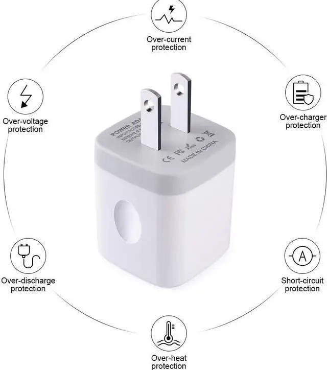Alt view image 4 of 7 - USB Plug USB Wall Charger 3 Pack Dual Port USB Electrical Plug Cube 5V 2.1A Charging Block USB Outlet Plugs Compatible iPhone 11 XS X 8 7 LG V30 G8 Samsung S20 S10+ S9 S8 Note 9 8 Moto G6