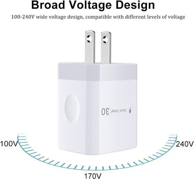 Alt view image 4 of 7 - Quick Charge 3.0 Fast Charger Compatible LG Stylo 4/5/6 LG G5 G6 G7 G8 V20 V30 V40 V50 ThinQ  Galaxy S24 S23 S22 S21 18W Rapid Wall Charger with 6Ft USB Type C Charging Cord Cable