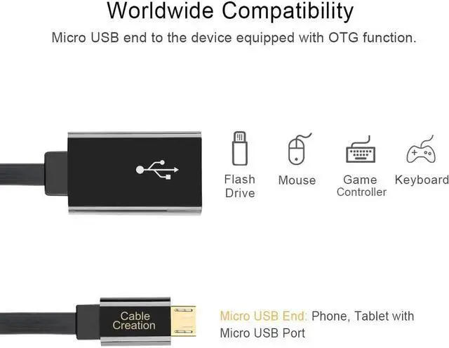 Alt view image 7 of 7 - CableCreation Micro USB 2.0 OTG Cable Flat On The Go Adapter Micro USB Male to USB Female for Samsung S7 S6 Edge S4 S3 Android or Other Smart Phones Tablets with OTG Function 6 Inch, Black