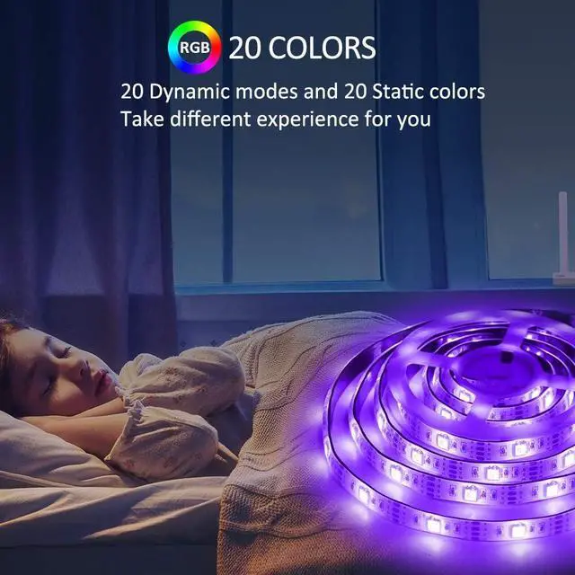 Alt view image 2 of 7 - Battery Operated LED Strip Lights RGB Battery Powered Led Strip Lights 3 Keys Controller 13.2FT/4M Color Changing Flexible Light for PC TV Mirror Kitchen Cabinet Shelves Room Decor 2Pcs