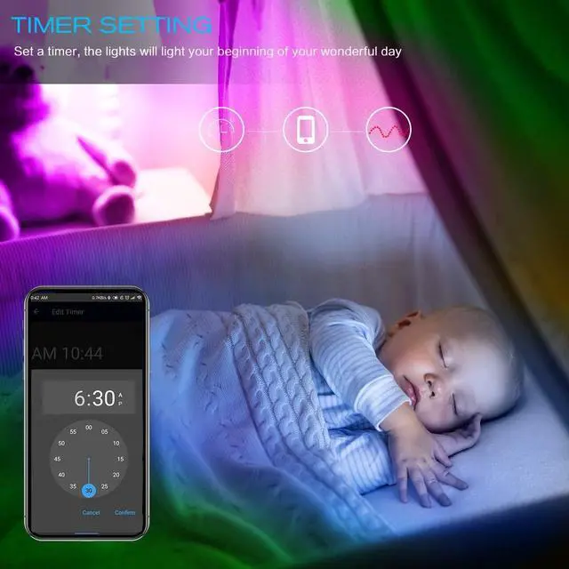 Alt view image 4 of 7 - Daybetter 32.8ft 10m Led Strip Lights, Flexible Color Changing 5050 RGB 300 LEDs Light Strips Kit Work with App
