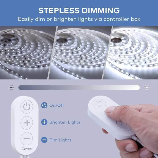 Alt view image 5 of 7 - Govee White LED Light Strip, 16.4ft Dimmable Led Strip Lights White, Bright 6500K Daylight, Cuttable and Strong Adhesive, 300 LEDs Flexible Tape Lights for Mirror, Under Cabinet, Kitchen and Bedroom