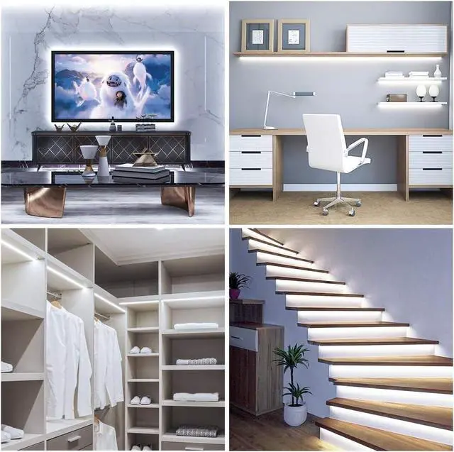 Alt view image 7 of 7 - White LED Strip Lights Upgraded 16.4ft Dimmable LED Light Strip 6500K Bright Daylight White Strong Adhesive 300 LEDs Flexible Tape Lights for Mirror Kitchen Cabinet Bedroom Christmas Decor