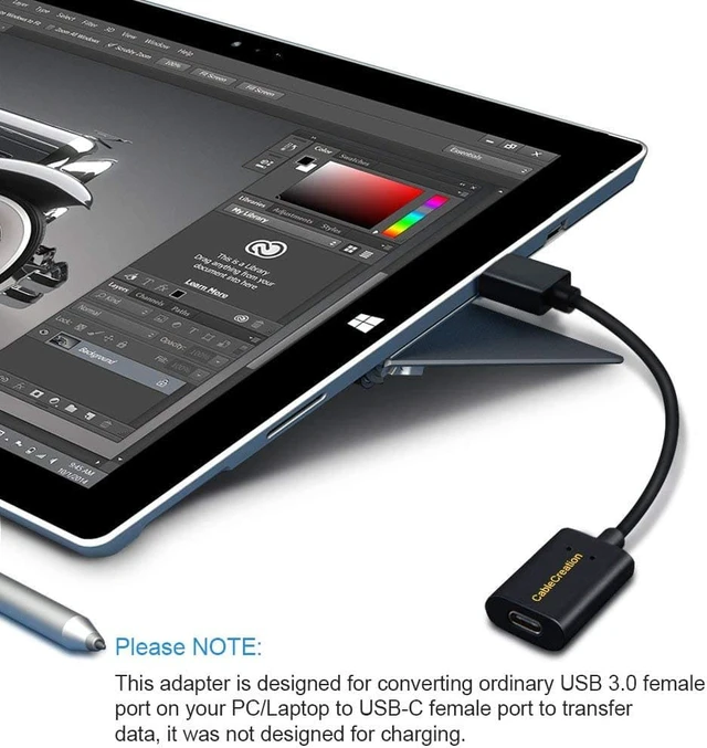 Alt view image 3 of 6 - USB A to USB-C Adapter Cable CableCreation Type A 3.0 Male to Type C Female Data Converter for Laptop and PCOculus Quest Link