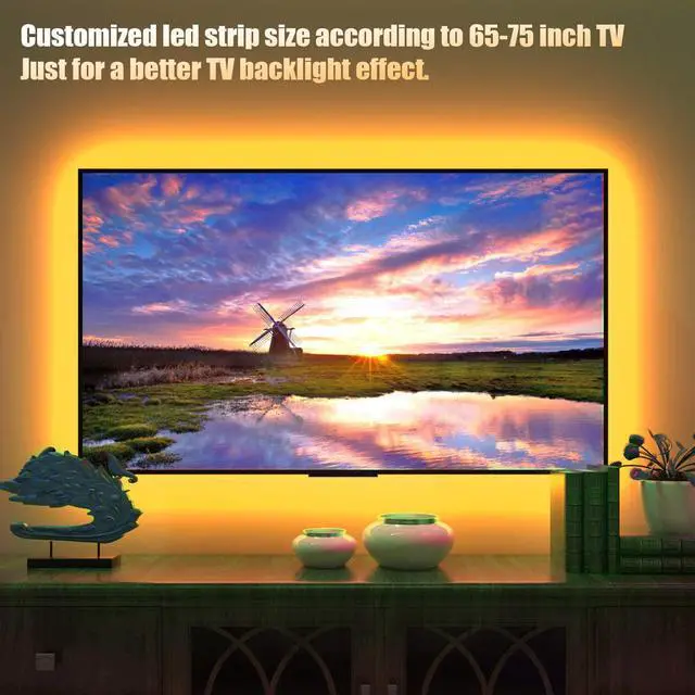 Alt view image 3 of 6 - Tv Led Backlight,Maylit Pre-Cut 14.3ft Led Strip Lights for 65-75in Tv,4Pcs USB Powered Tv Lights kit with Remote,RGB Bias Lighting for Room Decor