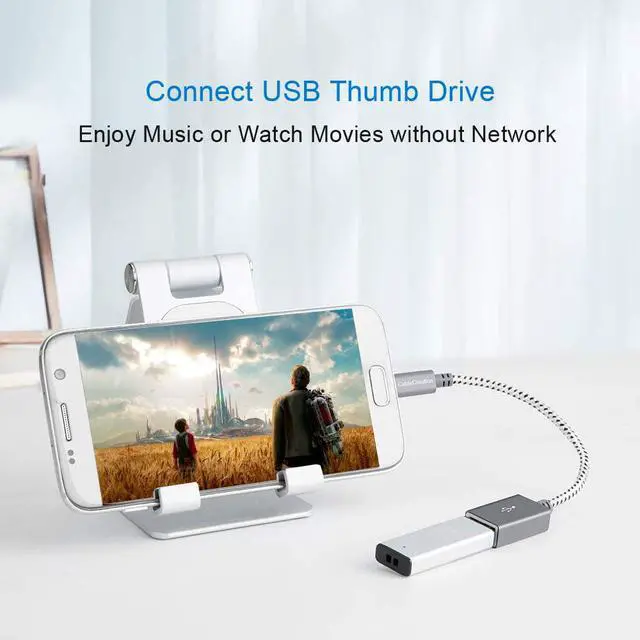 Alt view image 5 of 6 - CableCreation [2-Pack] Micro USB 2.0 OTG Cable Braided On The Go Adapter Micro USB Male to USB Female for Samsung or Other Smart Phones with OTG Function, 6 Inch/ Space Gray Aluminium