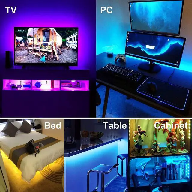 Alt view image 6 of 6 - Tv Led Backlight,Maylit Pre-Cut 14.3ft Led Strip Lights for 65-75in Tv,4Pcs USB Powered Tv Lights kit with Remote,RGB Bias Lighting for Room Decor