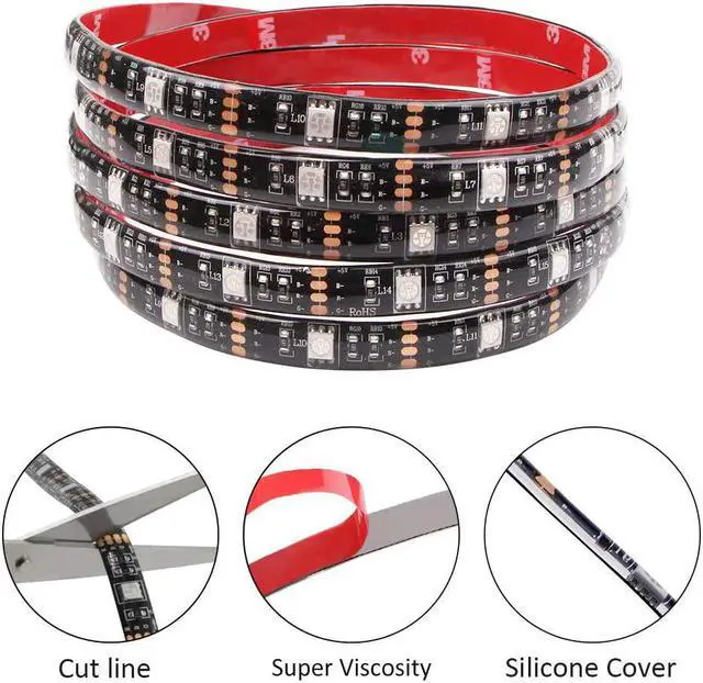 Alt view image 2 of 7 - Battery Powered Led Strip Lights RGB with Mini Controller Waterproof Led Rope Lights Battery Operated Led Lights Multi Color Changing Lights 2M 6.56ft