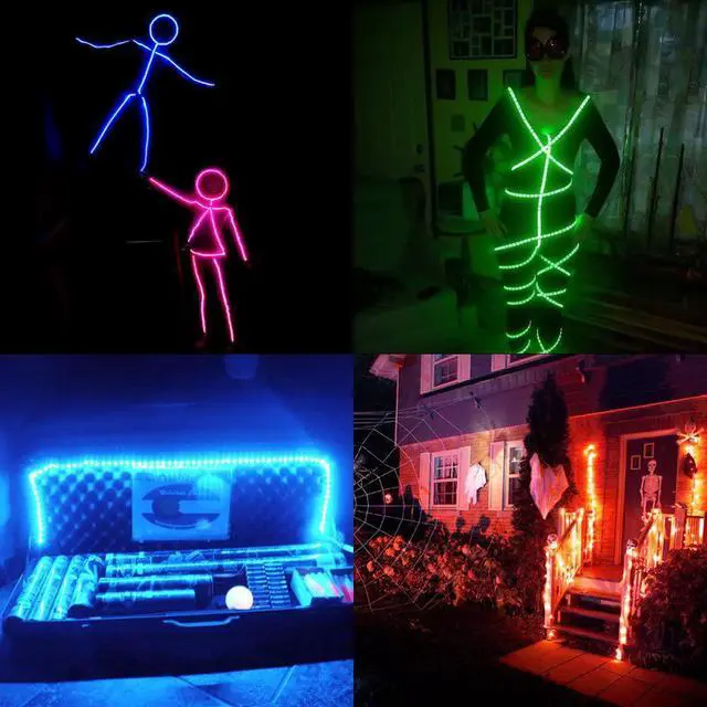 Alt view image 5 of 7 - Battery Powered Led Strip Lights RGB with Mini Controller Waterproof Led Rope Lights Battery Operated Led Lights Multi Color Changing Lights 2M 6.56ft