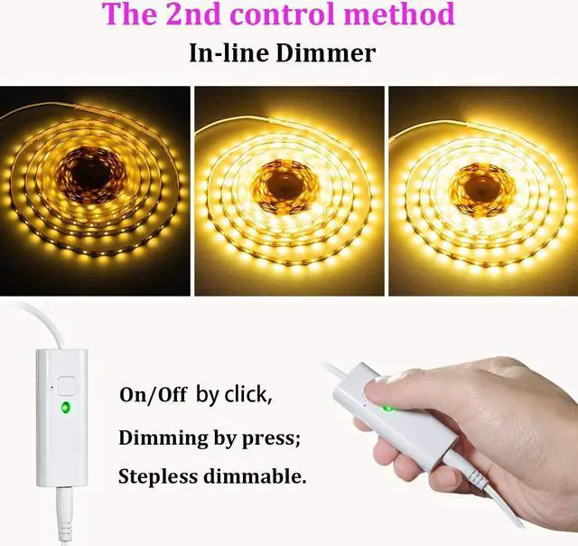 Alt view image 3 of 7 - LED Strip Lights 32.8ft Warm White Dimmable Light Strip Kit with Remote and ETL Listed Power Supply 600 LEDs Supper Bright Tape Lights for Room Kitchen Bed Under Cabinet Wardrobe 3000K