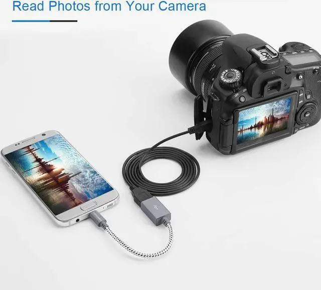 Alt view image 3 of 6 - CableCreation [2-Pack] Micro USB 2.0 OTG Cable Braided On The Go Adapter Micro USB Male to USB Female for Samsung or Other Smart Phones with OTG Function, 6 Inch/ Space Gray Aluminium