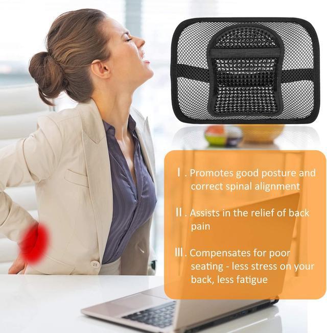Samyoung Mesh Back Lumbar Support, Back Support Seat Cushion with  Breathable Mesh for Office Chairs Car 12” x 16”