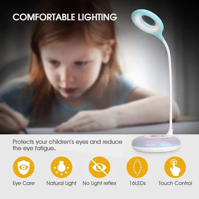 Alt view image 7 of 7 - mafiti LED Desk Lamp Cordless Rechargeable Battery Operated Table Light Adjustable Gooseneck Dimmable Touch Control Color Changing RGB Eye-Caring Base Night Light for Kids with USB Charging Cable