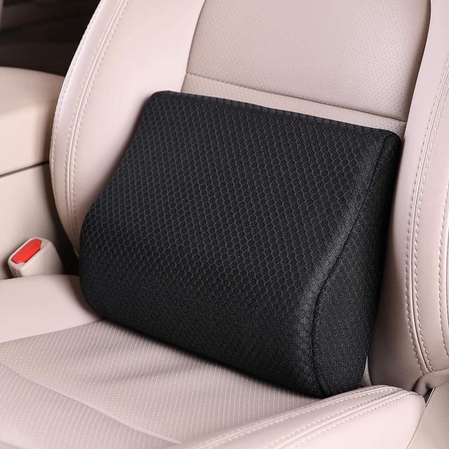 TISHIJIE Memory Foam Lumbar Support for Car Designed for Mid/Lower Back Pain  Relief While Driving - for Car Seat Office Chair Recliner Etc. (Black) 