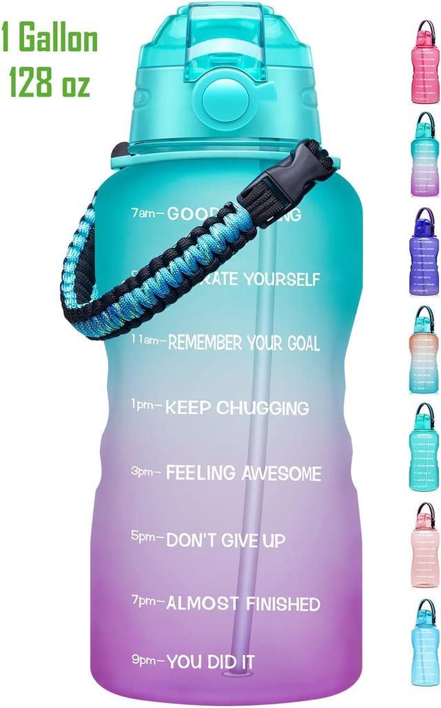 Water Bottle with Straw & Time Marker, Wide Mouth Leakproof BPA Free Sports  Motivational Water Jug with Measurements to Ensure You Drink Enough Water 