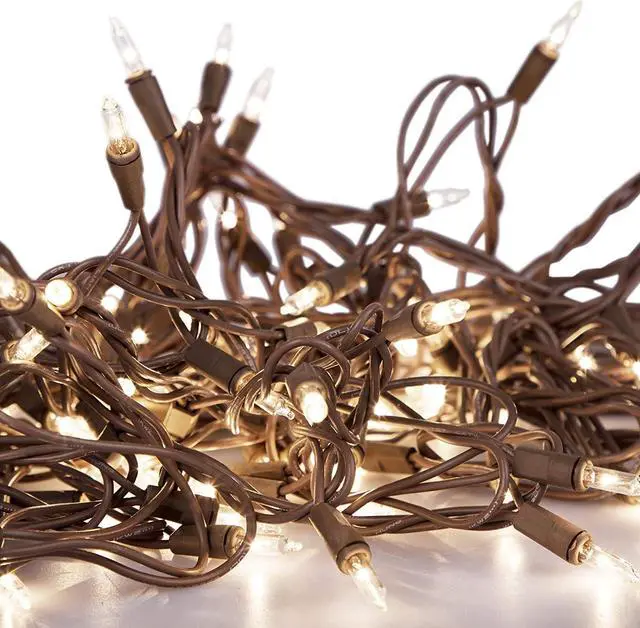 Alt view image 7 of 7 - 612 Vermont 100 Clear Mini Christmas String Lights on Brown Wire Cord, UL Approved for Indoor/Outdoor Use, 18 Foot of Lighted Length, 20 Foot of Total Length