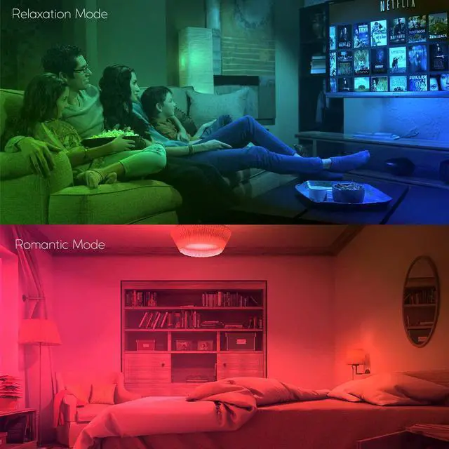 Alt view image 3 of 7 - LED Light Bulb 85W Equivalent Color Changing Light Bulbs with Remote Control RGB 6 Modes Timing Sync Dimmable E26 Screw Base (2 Pack)