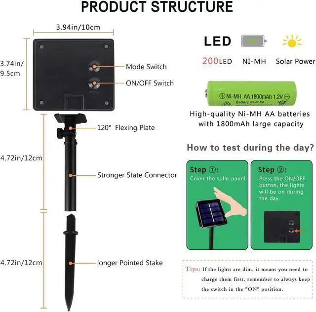 Alt view image 7 of 7 - Solar String Lights Outdoor, 2 Pack 400LED 144FT Extra-Long Fairy Lights
