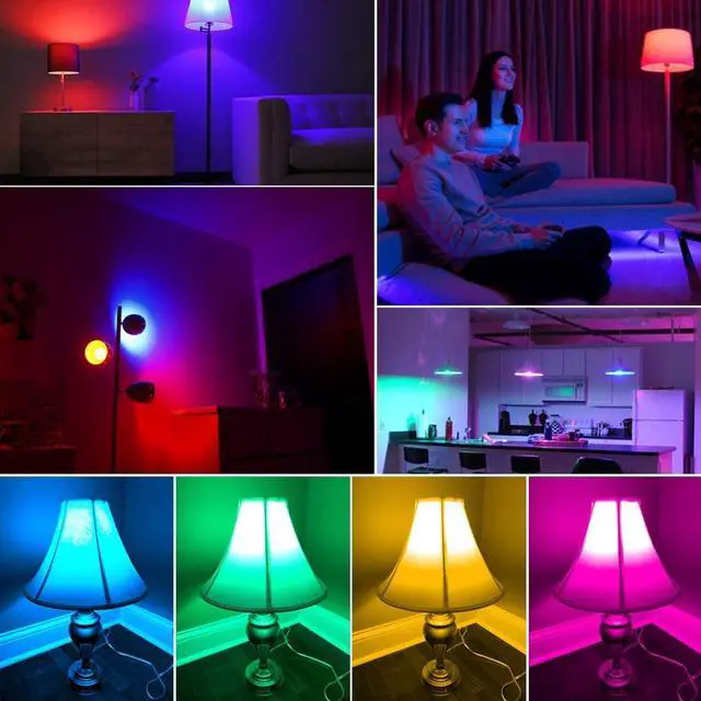 Alt view image 4 of 5 - Color Changing Light Bulb RGB LED Light Bulbs Dimmable 5W 40W Equivalent500LM E26 Screw Base bulbs Decorative Flood Lights Mood Light -Timing12 Colors2700KGreat for Home Stage Party(4 pack)