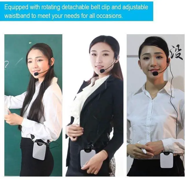 Alt view image 5 of 7 - Voice Amplifier Personal PA System18W with Wired Microphone Headset Portable Loud Speakers Support Recording Funtion Rechargeable Power Bankfor OutdoorsTeachersShowerBeachTour Guide(M500)