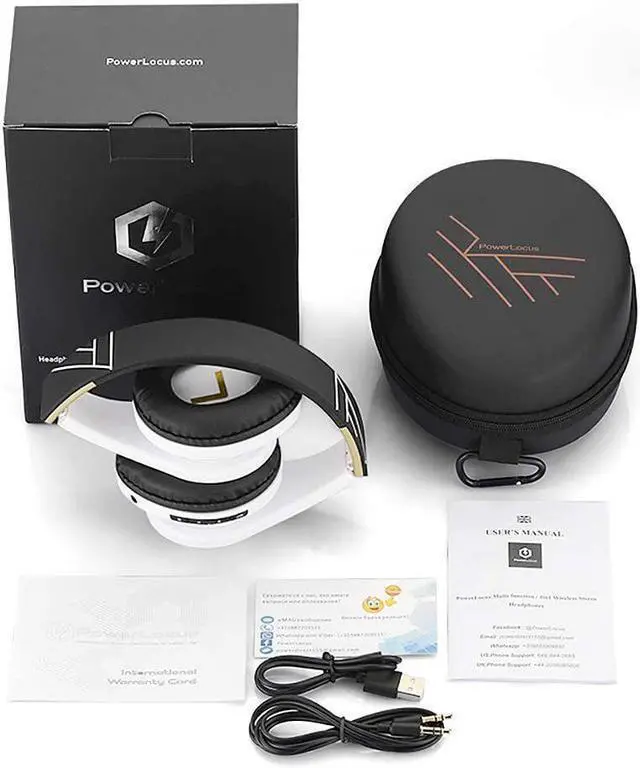 Alt view image 7 of 7 - PowerLocus Bluetooth Over-Ear Headphones, Wireless Stereo Foldable Headphones Wireless and Wired Headsets with Built-in Mic, Micro SD/TF, FM for iPhone/Samsung/iPad/PC (Black/White)