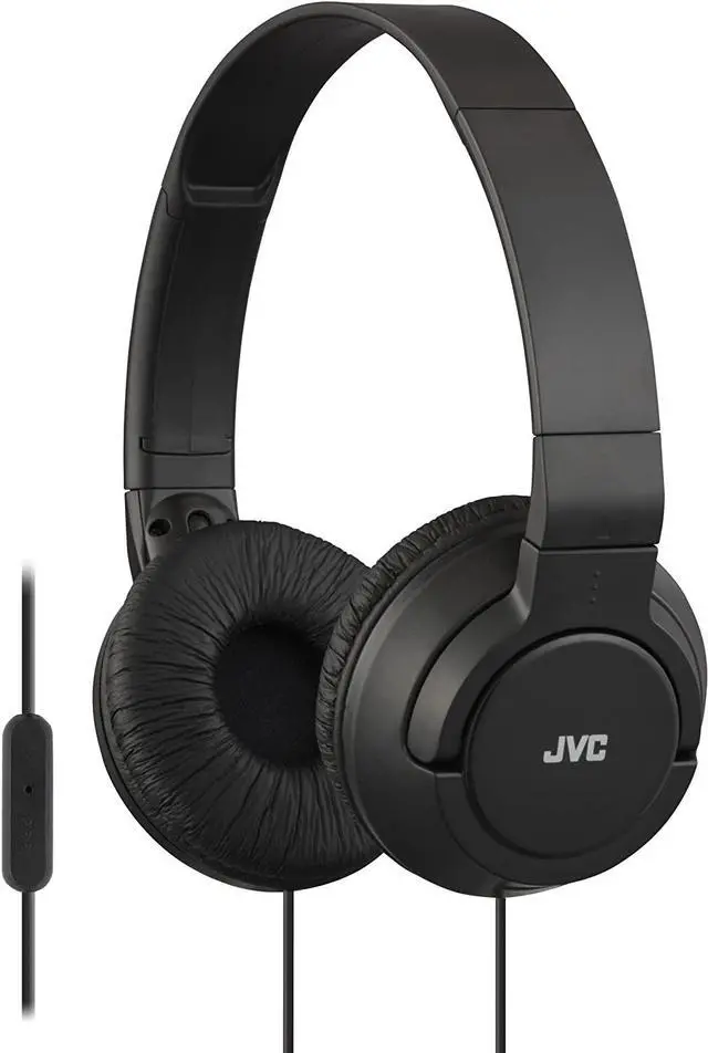 Main image of JVC Lightweight Flat Foldable On Ear Colorful Lightweight Foldable Headband with Mic, Black (HASR185B)