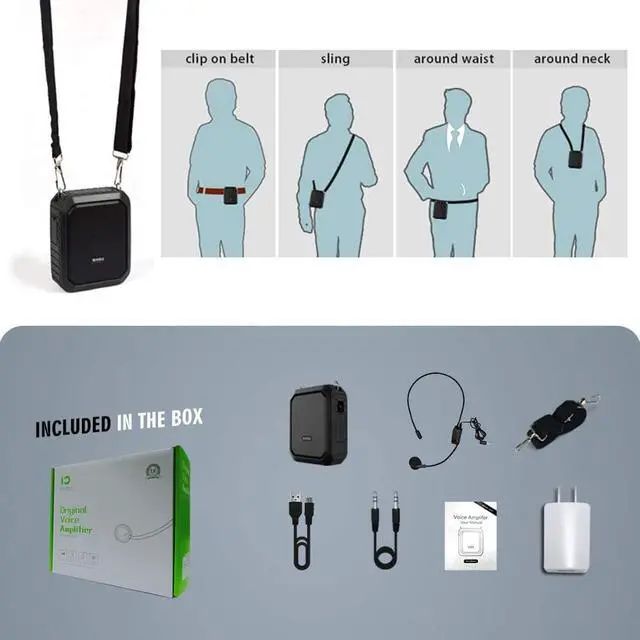 Alt view image 7 of 7 - Voice Amplifier with Wired Headset Mic 18W Portable Bluetooth Speaker Megaphone Waterproof IPX5 Loudspeaker Voice Recording Power Bank for Outdoor Activities Parties Teaching Meeting Training etc