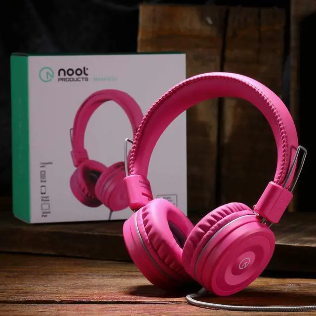 Alt view image 5 of 5 - noot products K22 Kids Headphones Wired 3.5mm Jack, Foldable, Flamingo Pink | Stereo Tangle-Free 5ft Long cord, Plug-in, On-Ear Headset for Children, Boys, Girls, iPad, School, Kindle, Travel, Plane